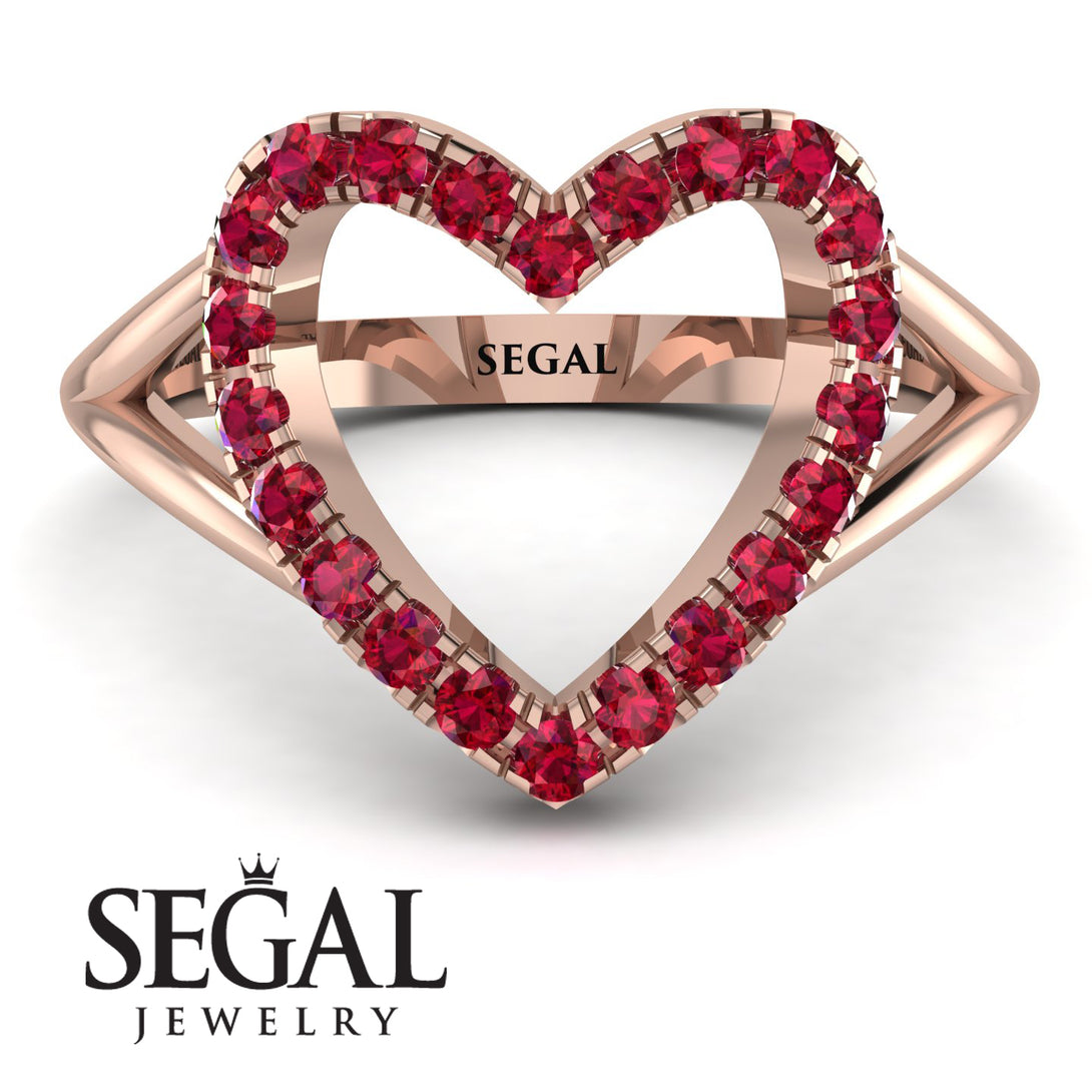 Split Shank Heart Ruby Ring - Delaney No. 11