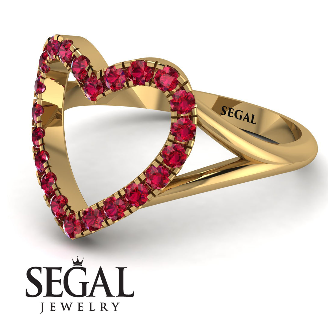 Split Shank Heart Ruby Ring - Delaney No. 10