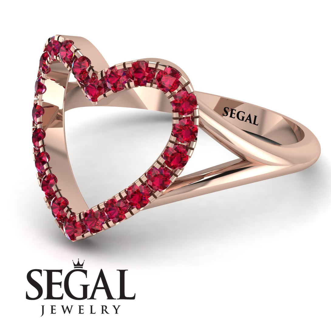 Split Shank Heart Ruby Ring - Delaney No. 11