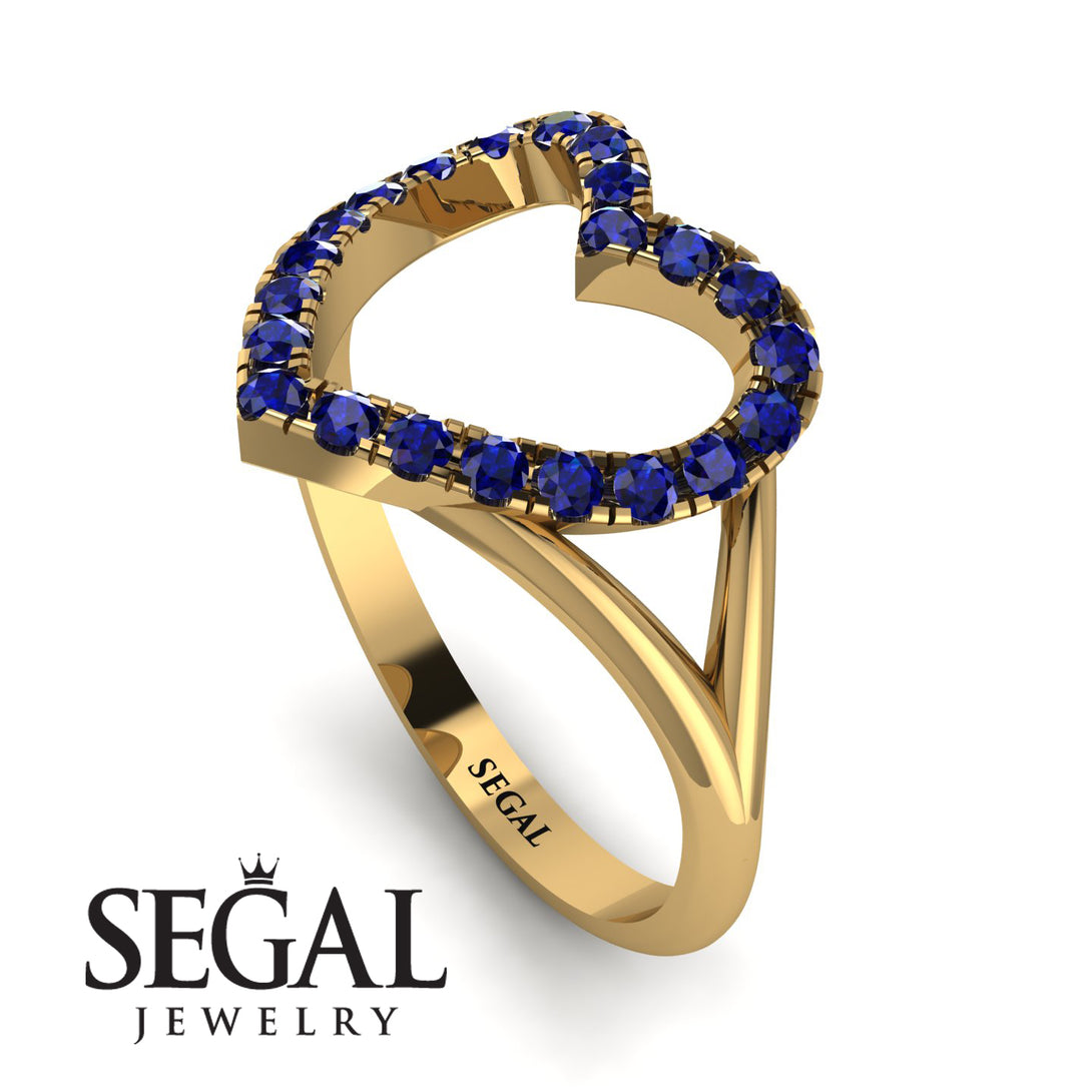 Split Shank Heart Sapphire Ring - Delaney No. 13
