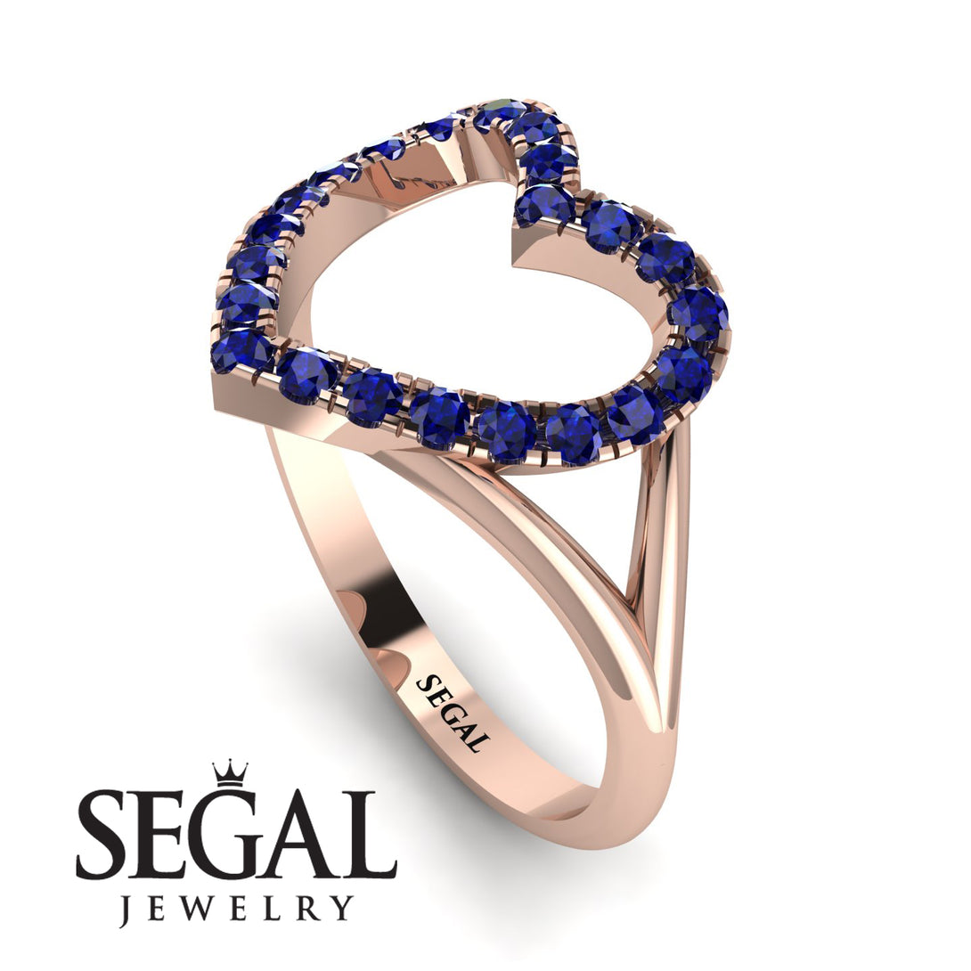 Split Shank Heart Sapphire Ring - Delaney No. 14