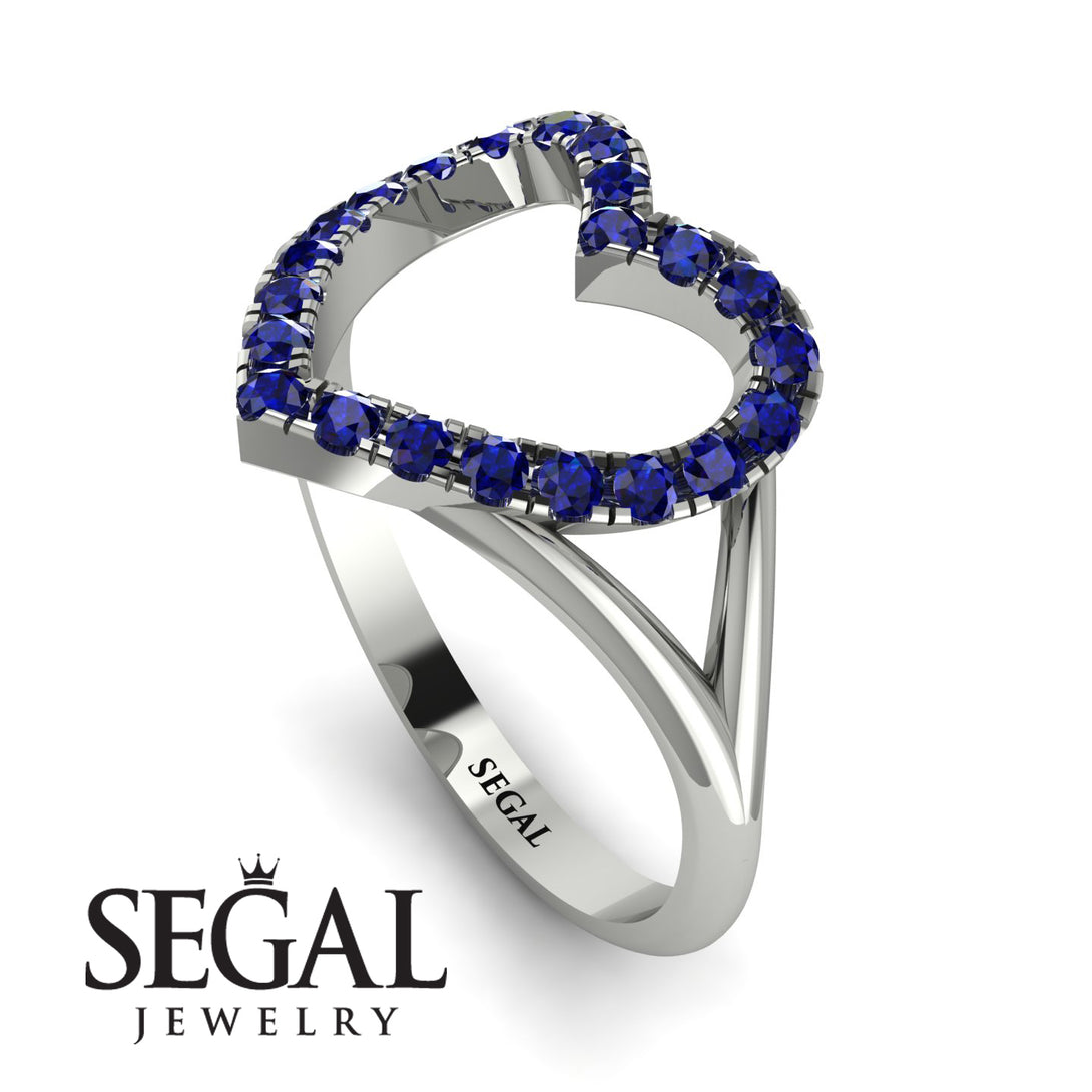 Split Shank Heart Sapphire Ring - Delaney No. 15