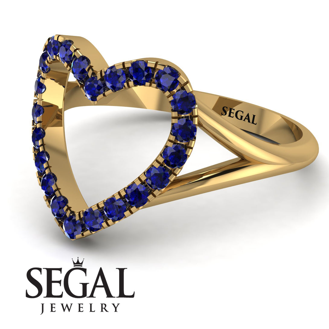 Split Shank Heart Sapphire Ring - Delaney No. 13