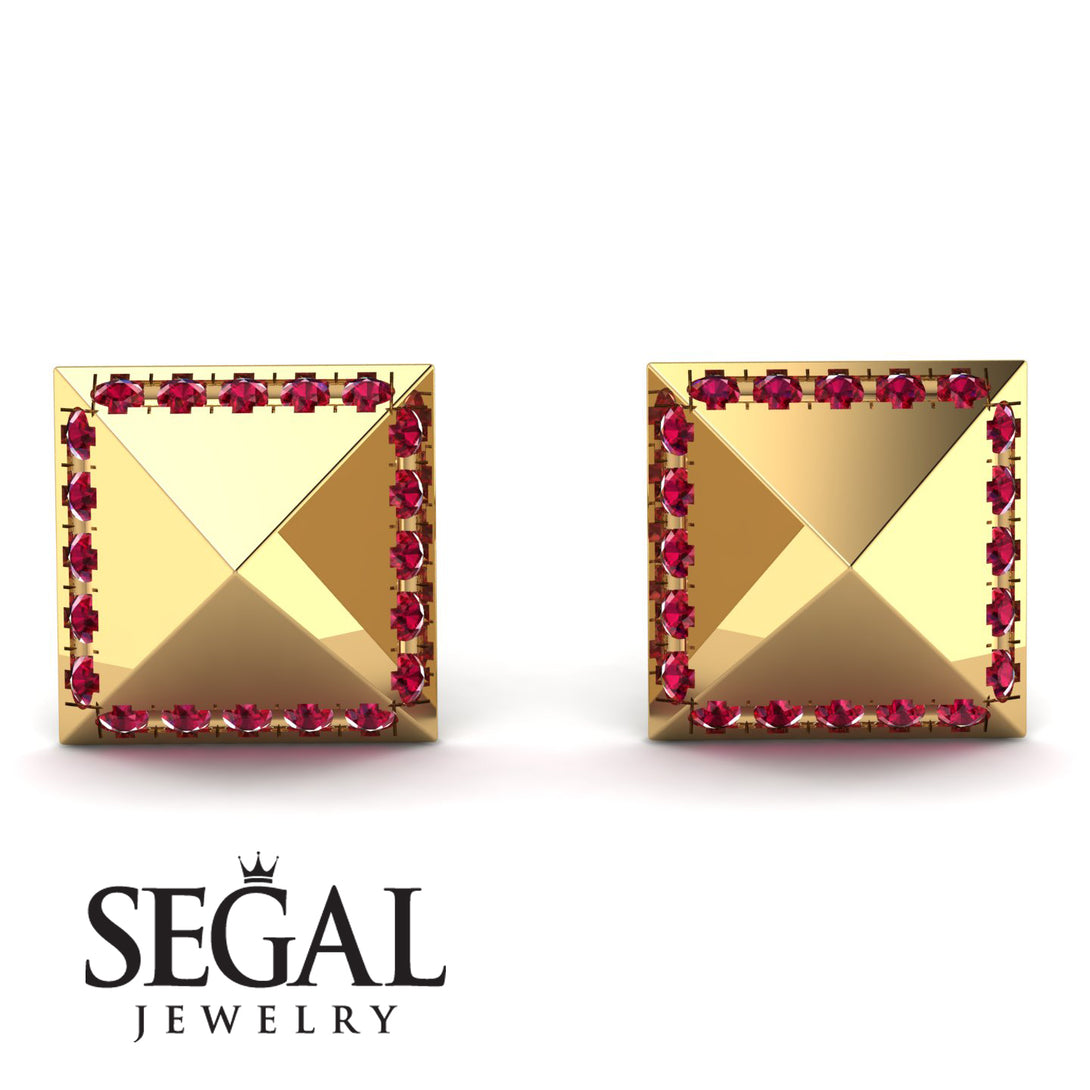 Square Ruby Earrings - Elora No. 10