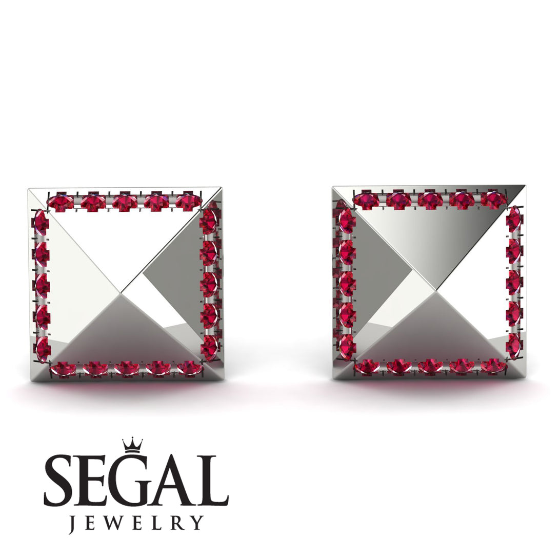 Square Ruby Earrings - Elora No. 12