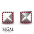 Square Ruby Earrings - Elora No. 12