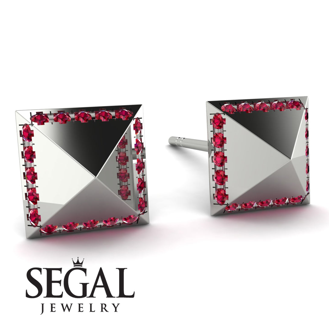 Square Ruby Earrings - Elora No. 12