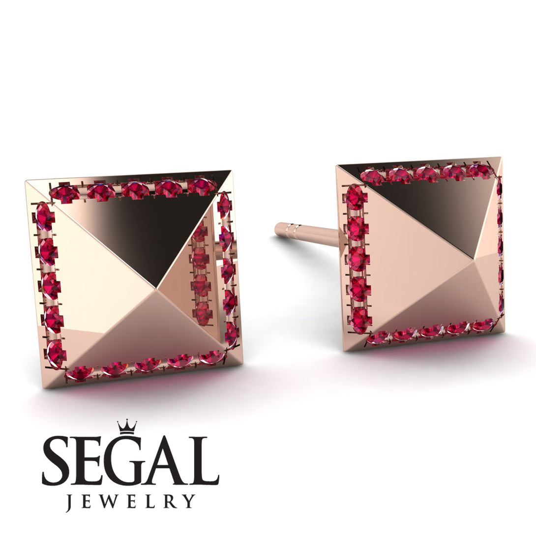 Square Ruby Earrings - Elora No. 11