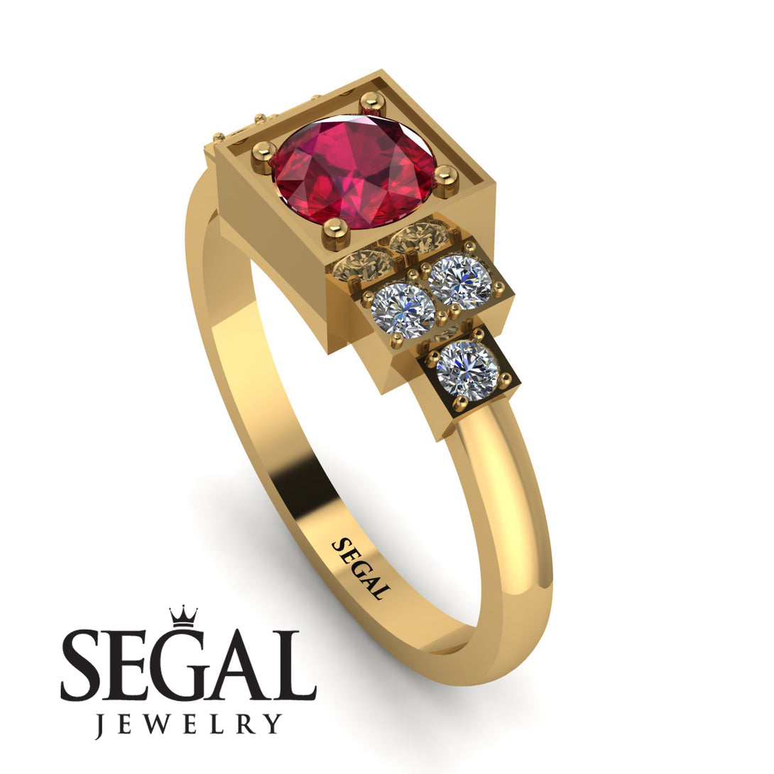 Square Ruby Engagement Ring - Samara No. 10