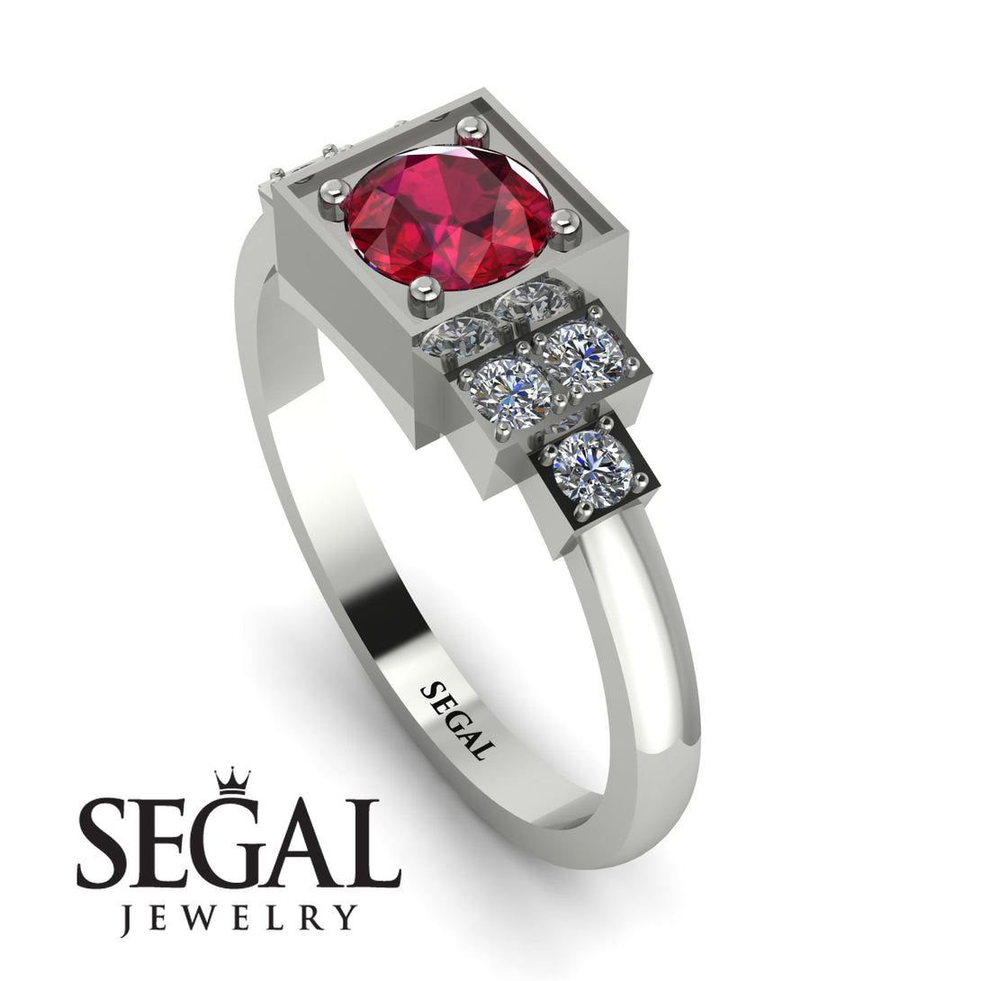 Square Ruby Engagement Ring - Samara No. 12