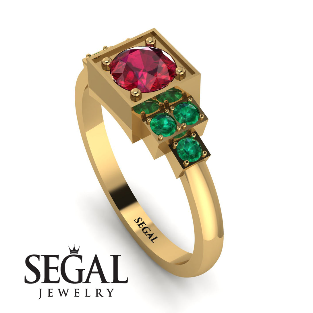 Square Ruby Engagement Ring - Samara No. 25