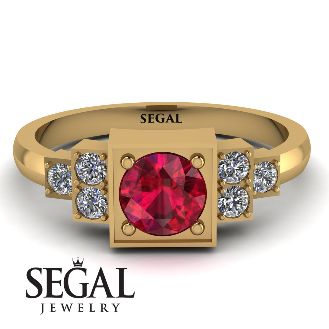 Square Ruby Engagement Ring - Samara No. 10