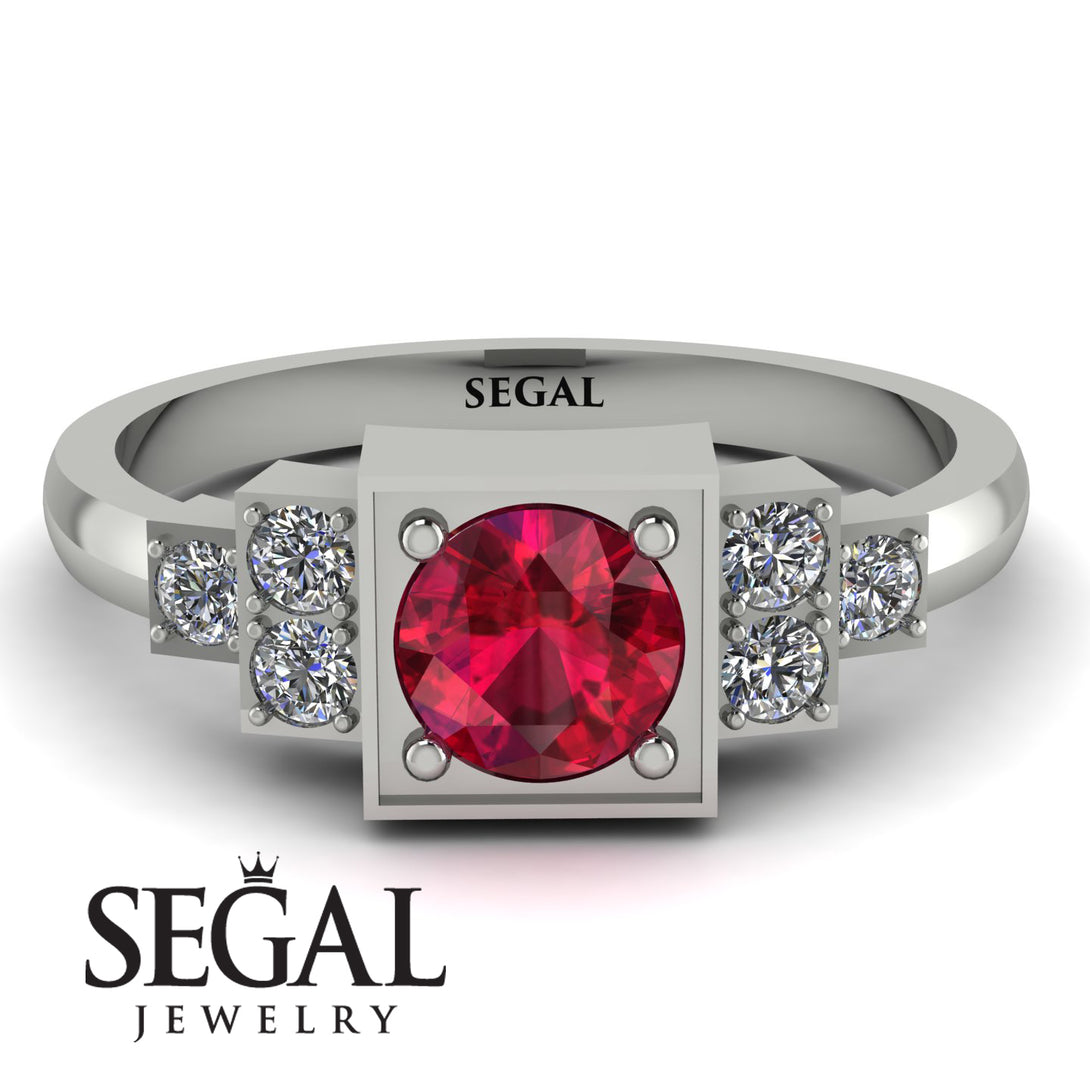 Square Ruby Engagement Ring - Samara No. 12