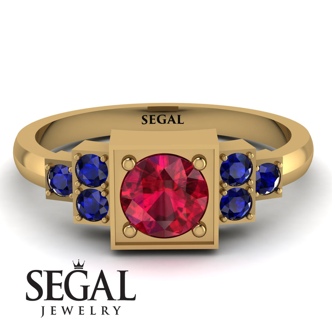 Square Ruby Engagement Ring - Samara No. 70
