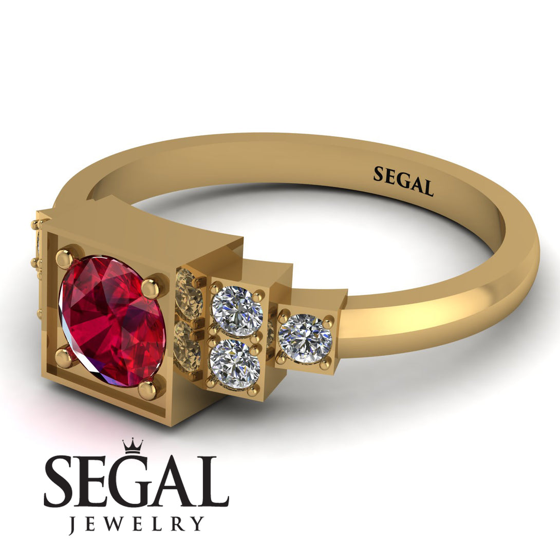 Square Ruby Engagement Ring - Samara No. 10