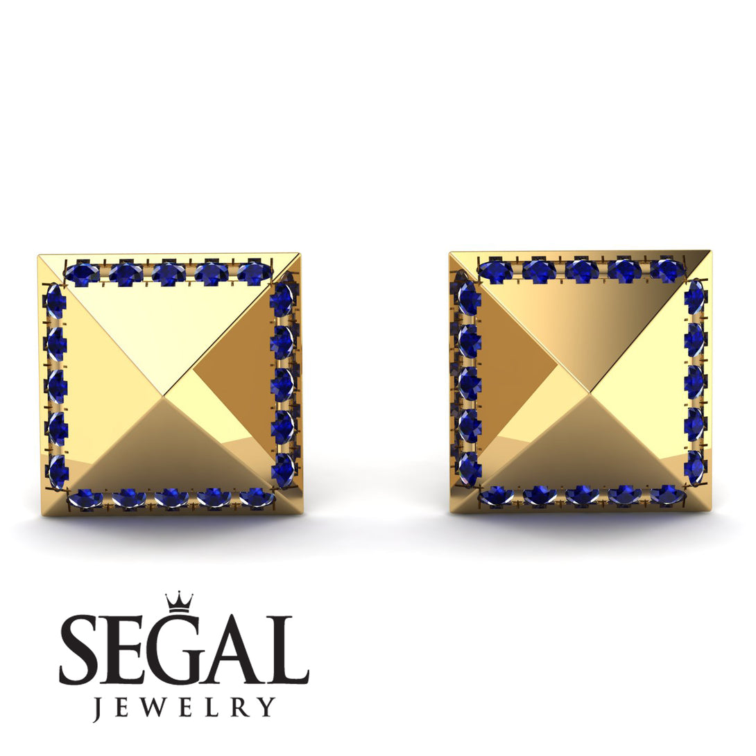 Square Sapphire Earrings - Elora No. 13