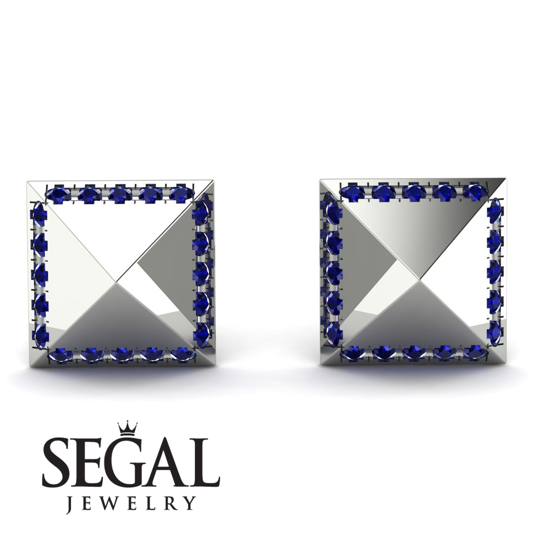 Square Sapphire Earrings - Elora No. 15