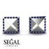 Square Sapphire Earrings - Elora No. 15