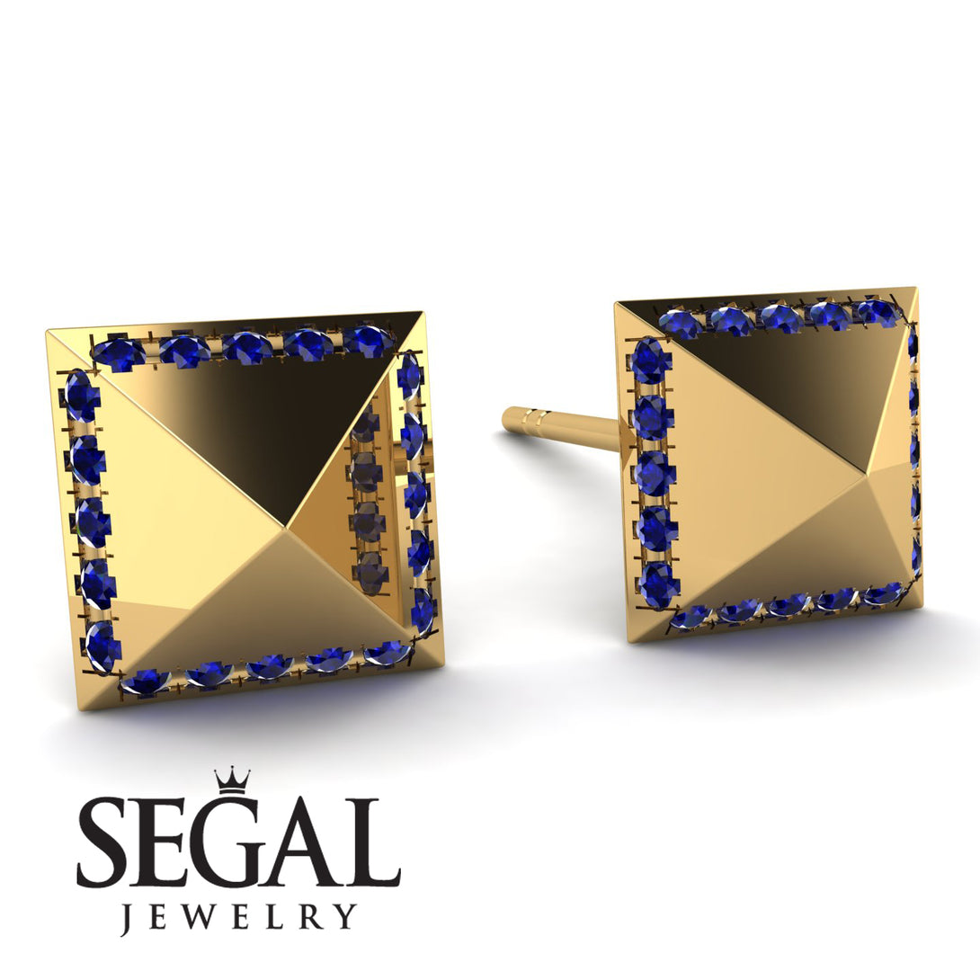Square Sapphire Earrings - Elora No. 13
