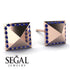 Square Sapphire Earrings - Elora No. 14