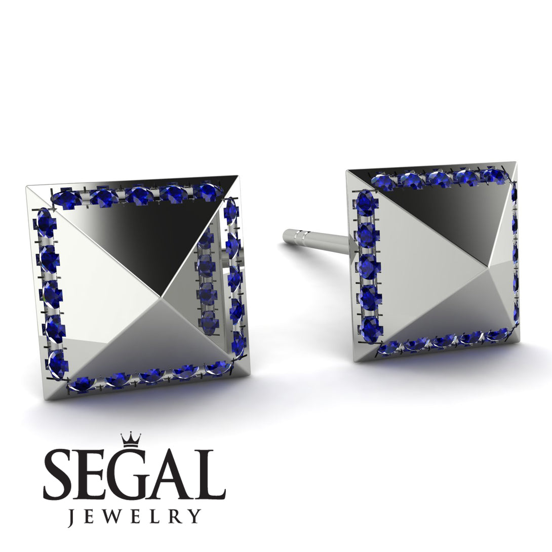 Square Sapphire Earrings - Elora No. 15