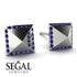 Square Sapphire Earrings - Elora No. 15