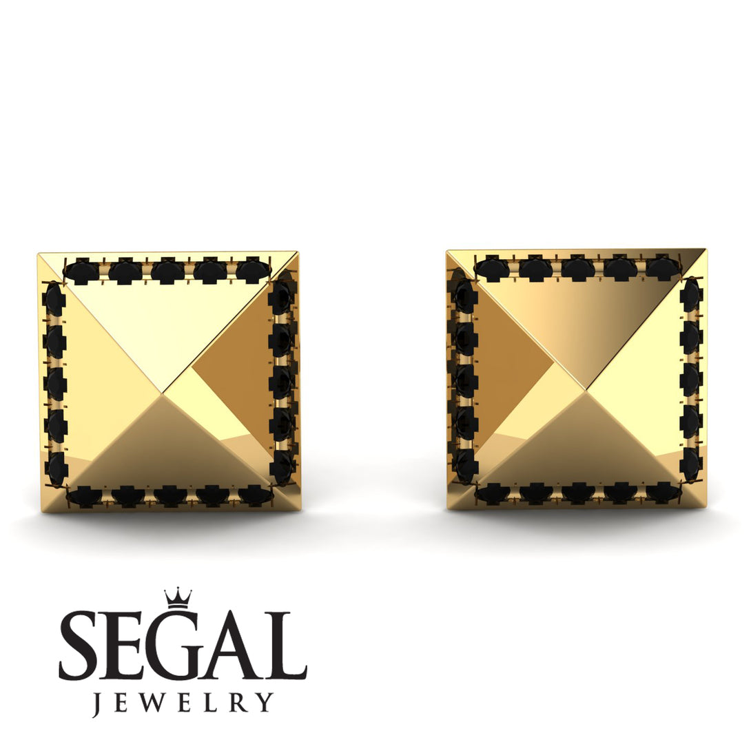 Square Black Diamond Earrings - Elora No. 7