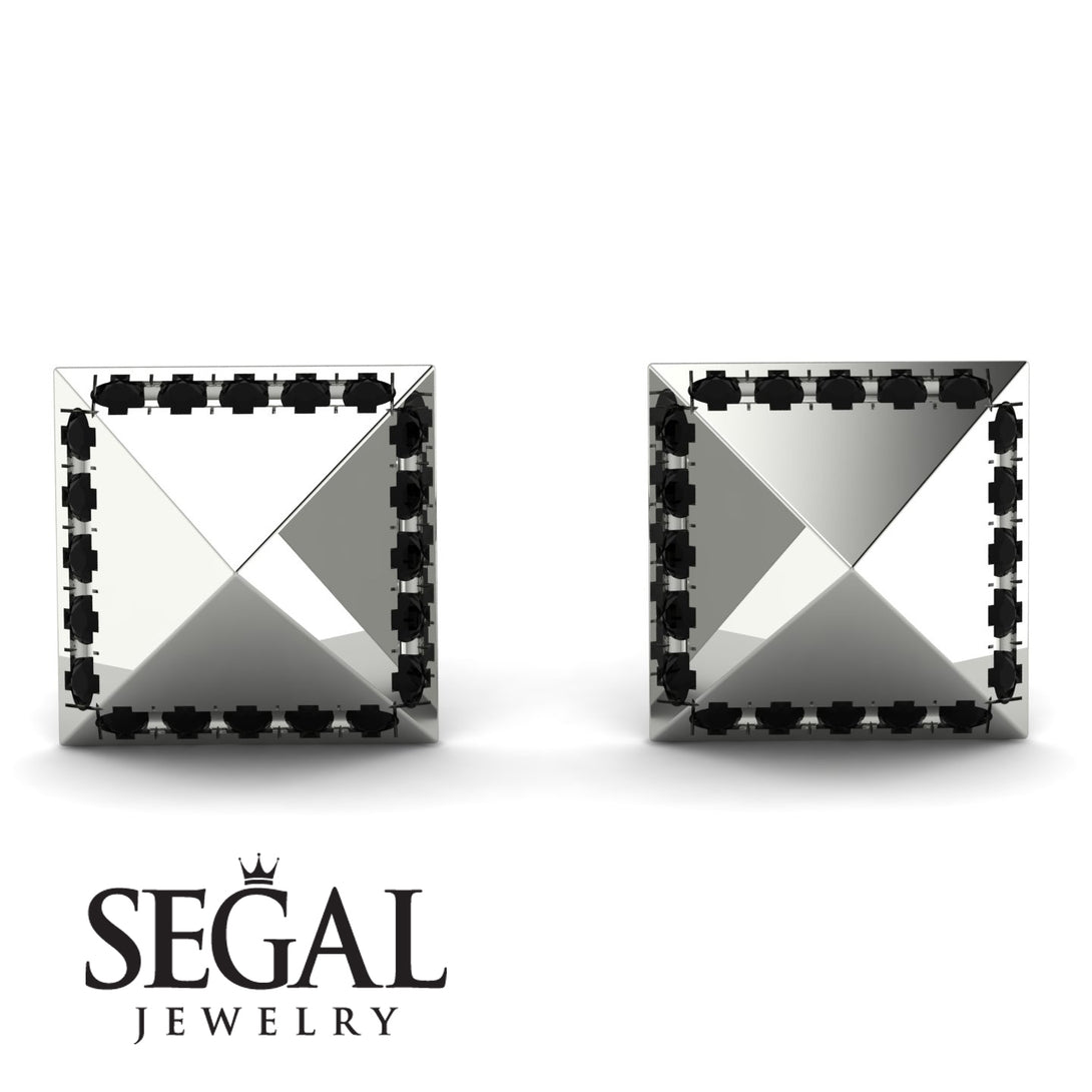 Square Black Diamond Earrings - Elora No. 9