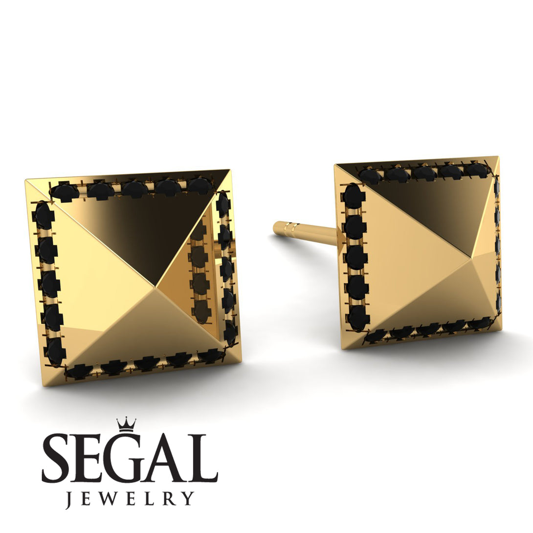 Square Black Diamond Earrings - Elora No. 7