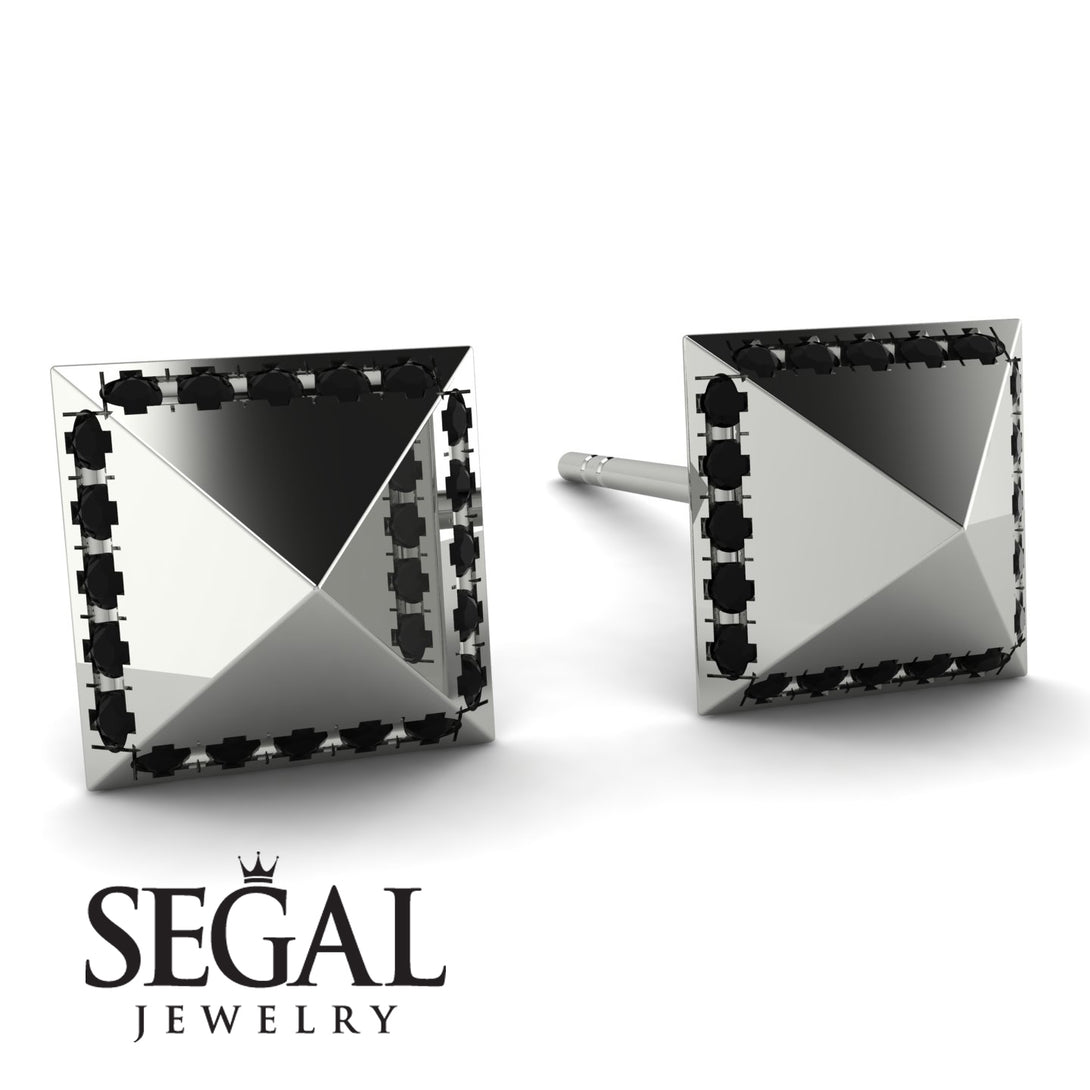 Square Black Diamond Earrings - Elora No. 9