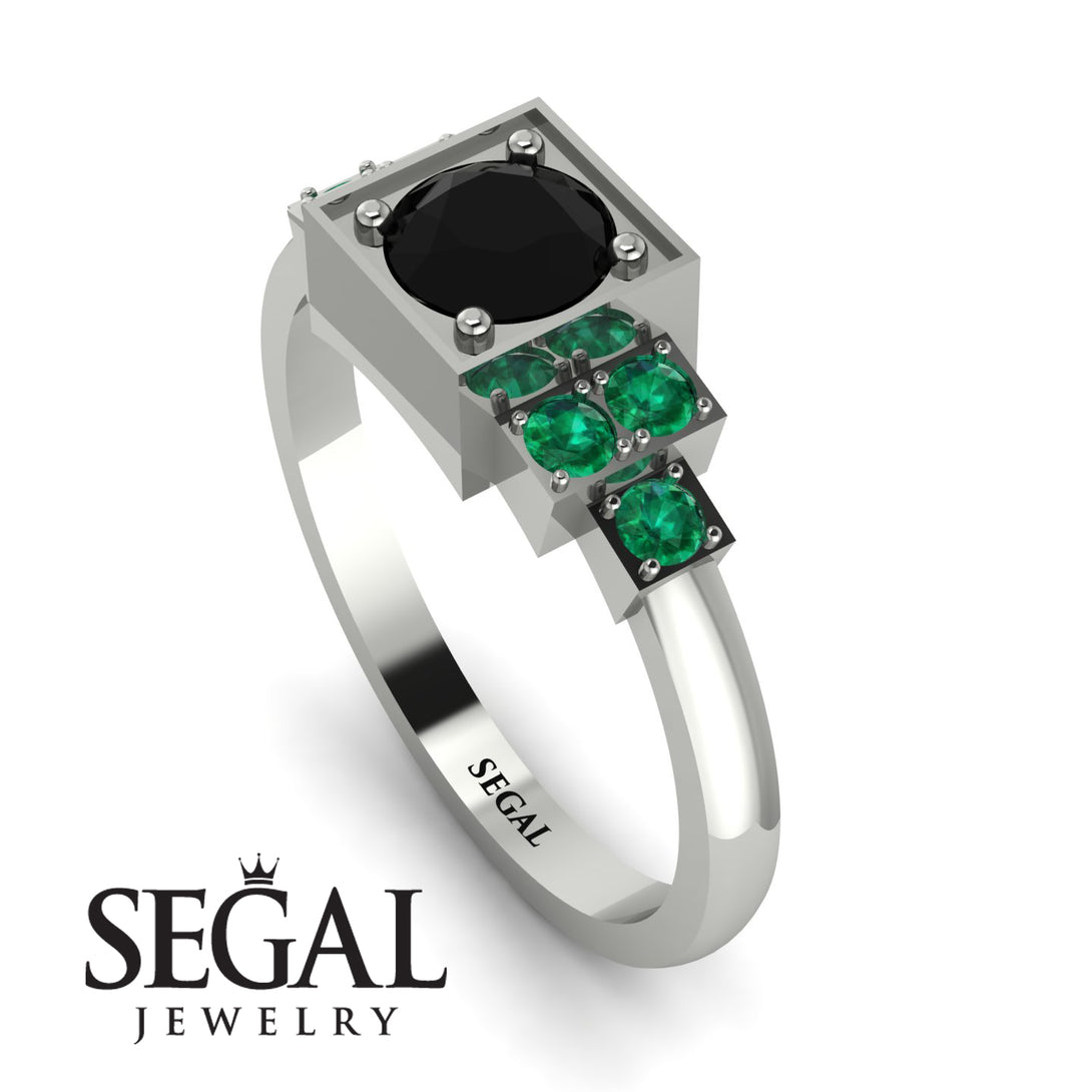 Square Black Diamond Engagement Ring - Samara No. 24