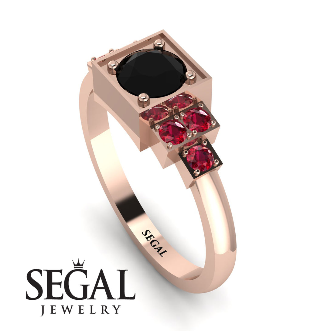 Square Black Diamond Engagement Ring - Samara No. 53