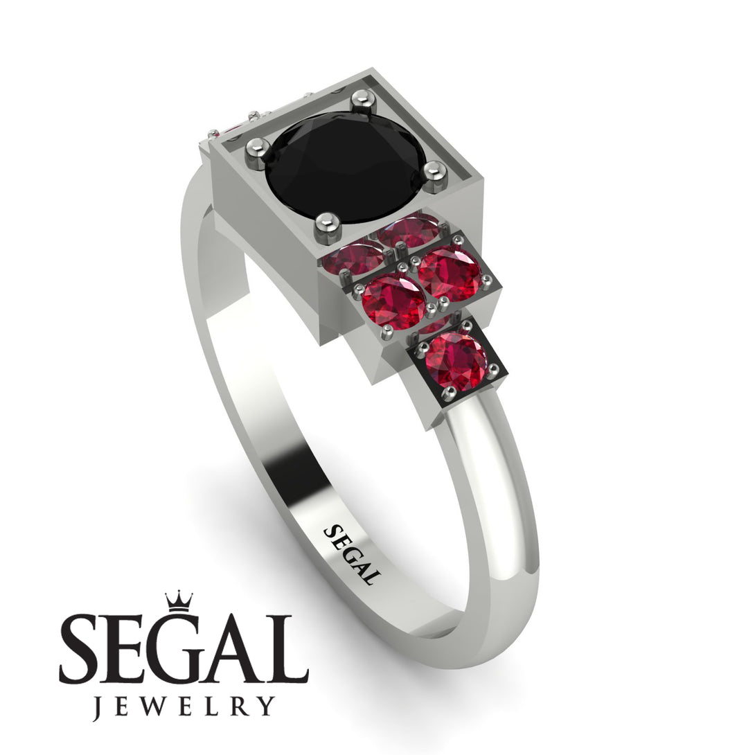 Square Black Diamond Engagement Ring - Samara No. 54