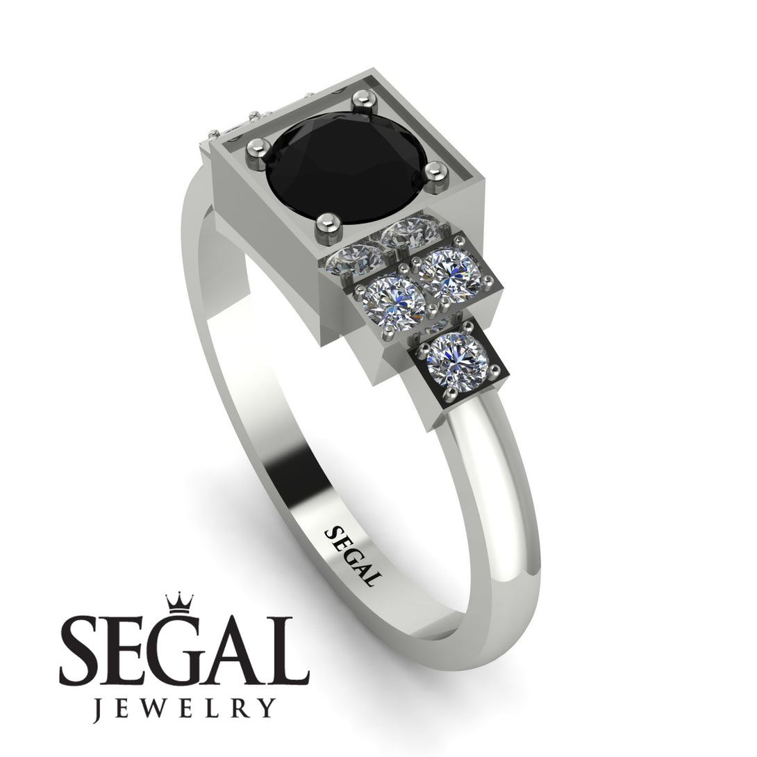 Square Black Diamond Engagement Ring - Samara No. 9
