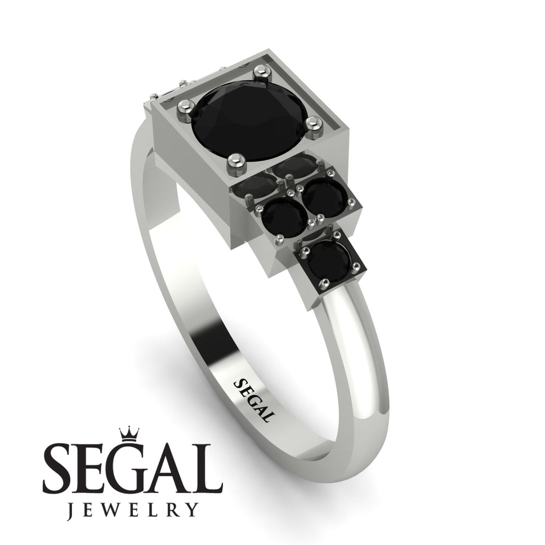 Square Black Diamond Engagement Ring - Samara No. 39