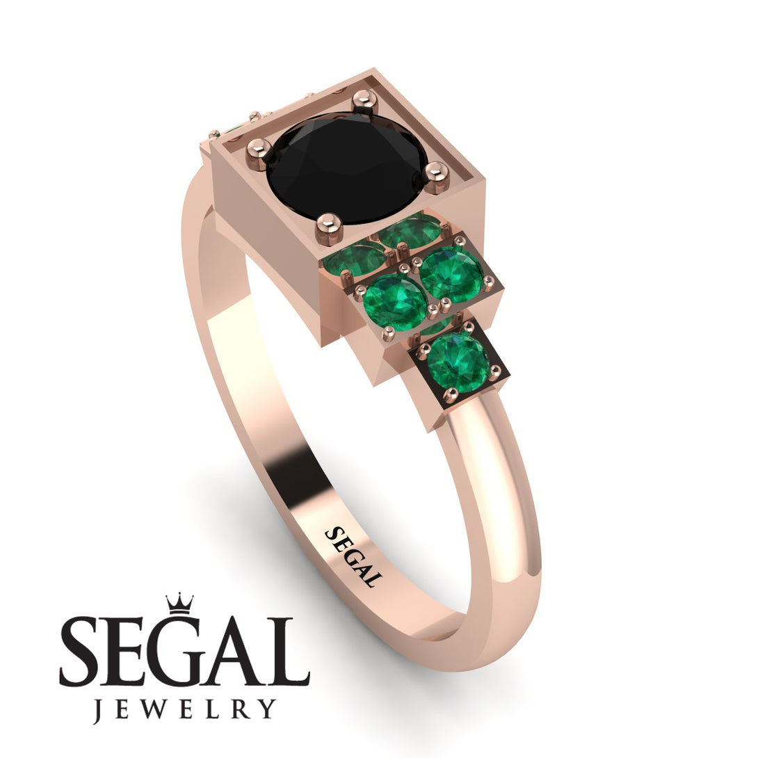Square Black Diamond Engagement Ring - Samara No. 23