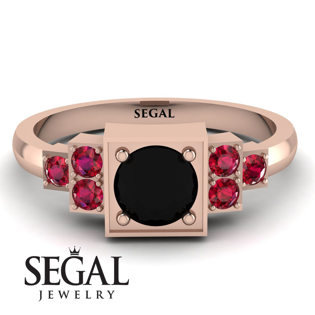 Square Black Diamond Engagement Ring - Samara No. 53