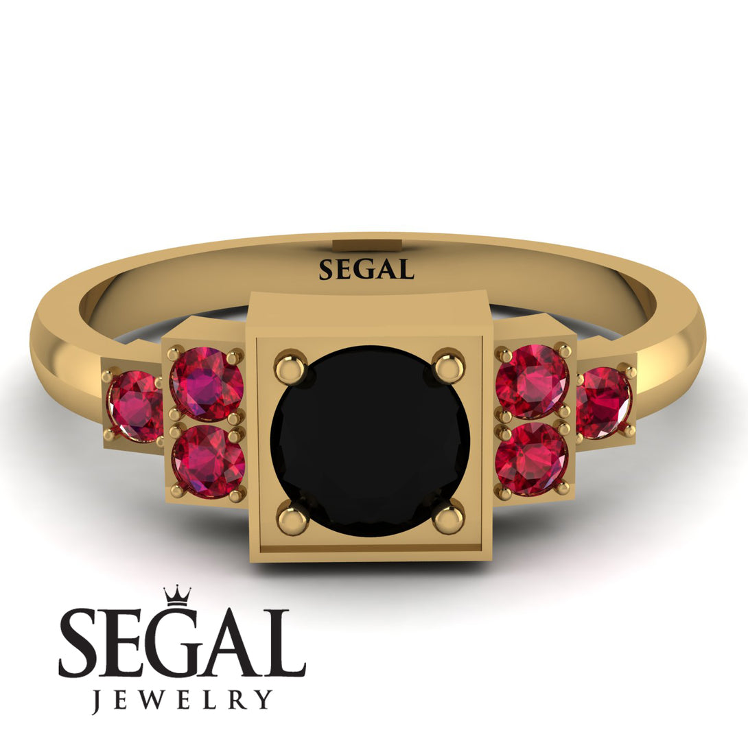 Square Black Diamond Engagement Ring - Samara No. 52