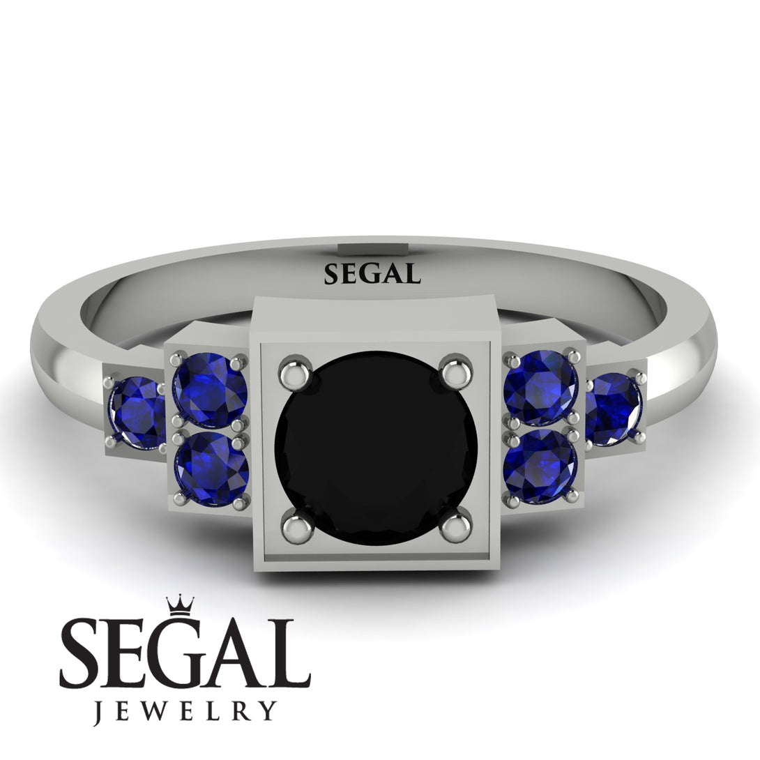 Square Black Diamond Engagement Ring - Samara No. 69