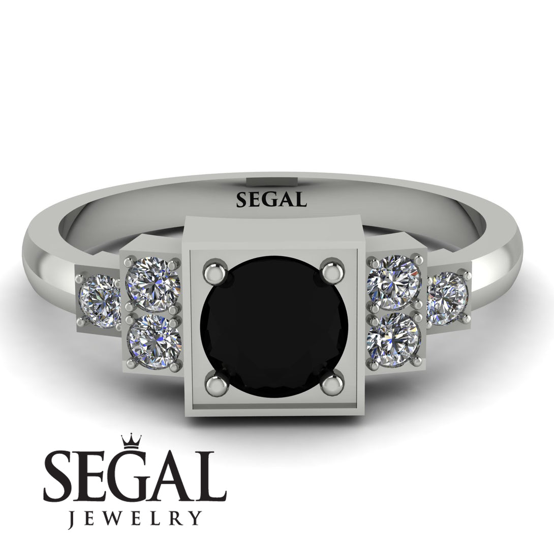 Square Black Diamond Engagement Ring - Samara No. 9
