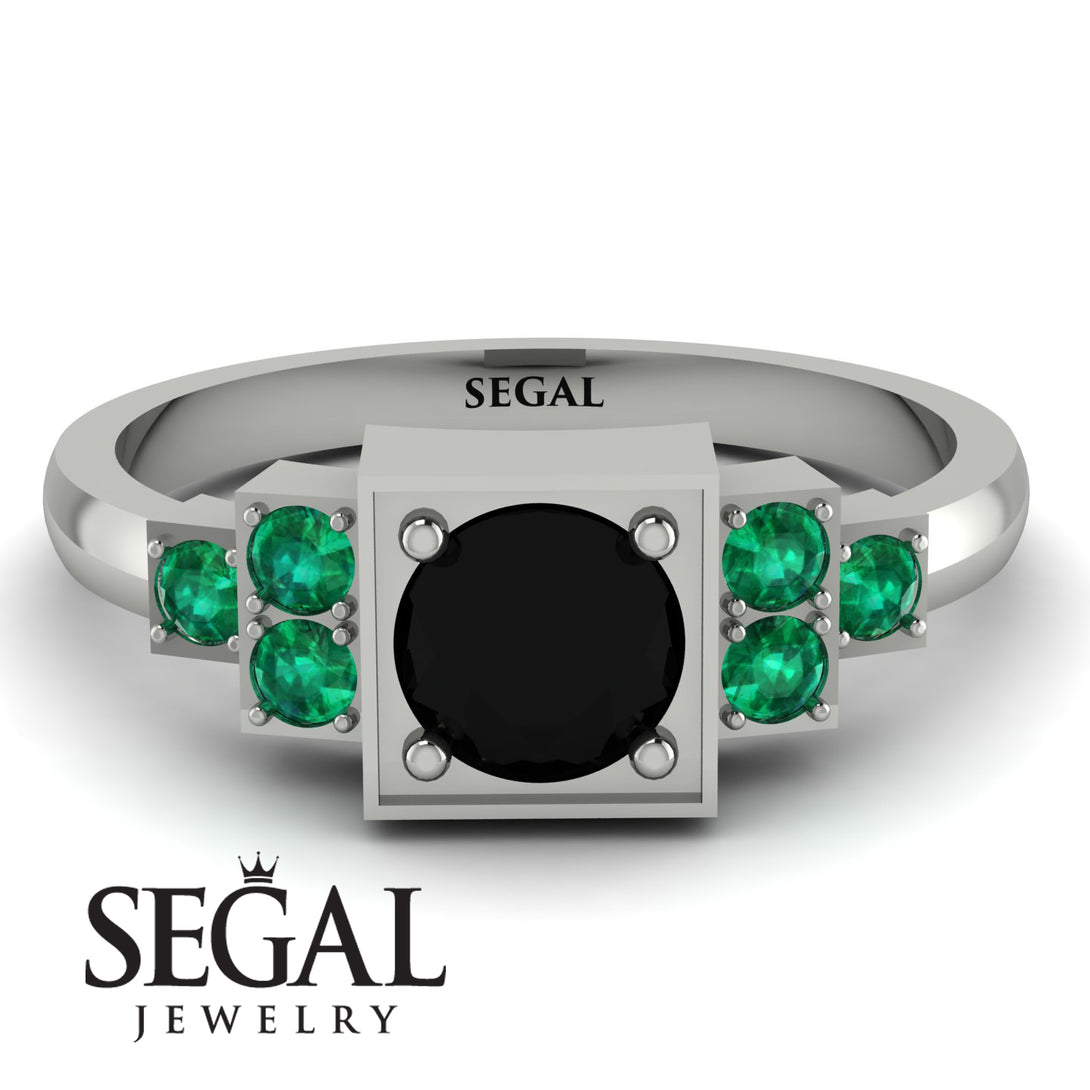Square Black Diamond Engagement Ring - Samara No. 24