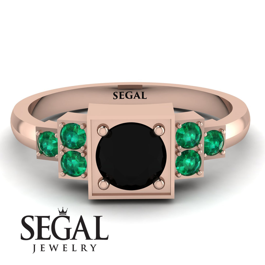 Square Black Diamond Engagement Ring - Samara No. 23