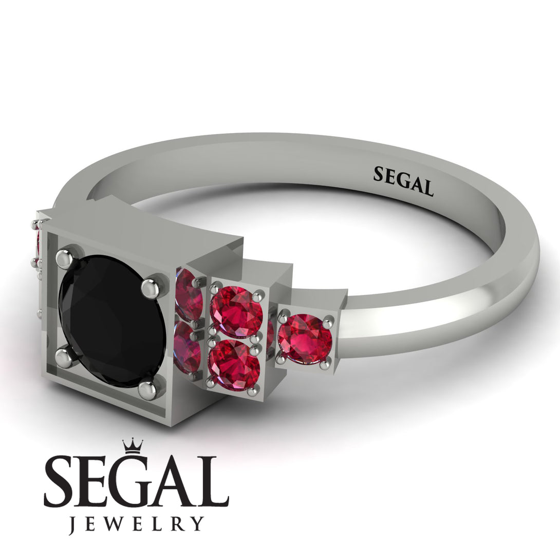 Square Black Diamond Engagement Ring - Samara No. 54