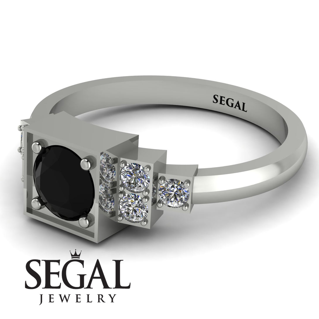 Square Black Diamond Engagement Ring - Samara No. 9