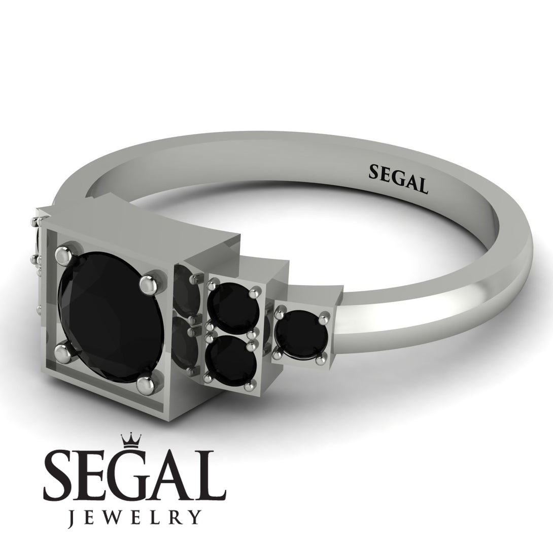 Square Black Diamond Engagement Ring - Samara No. 39