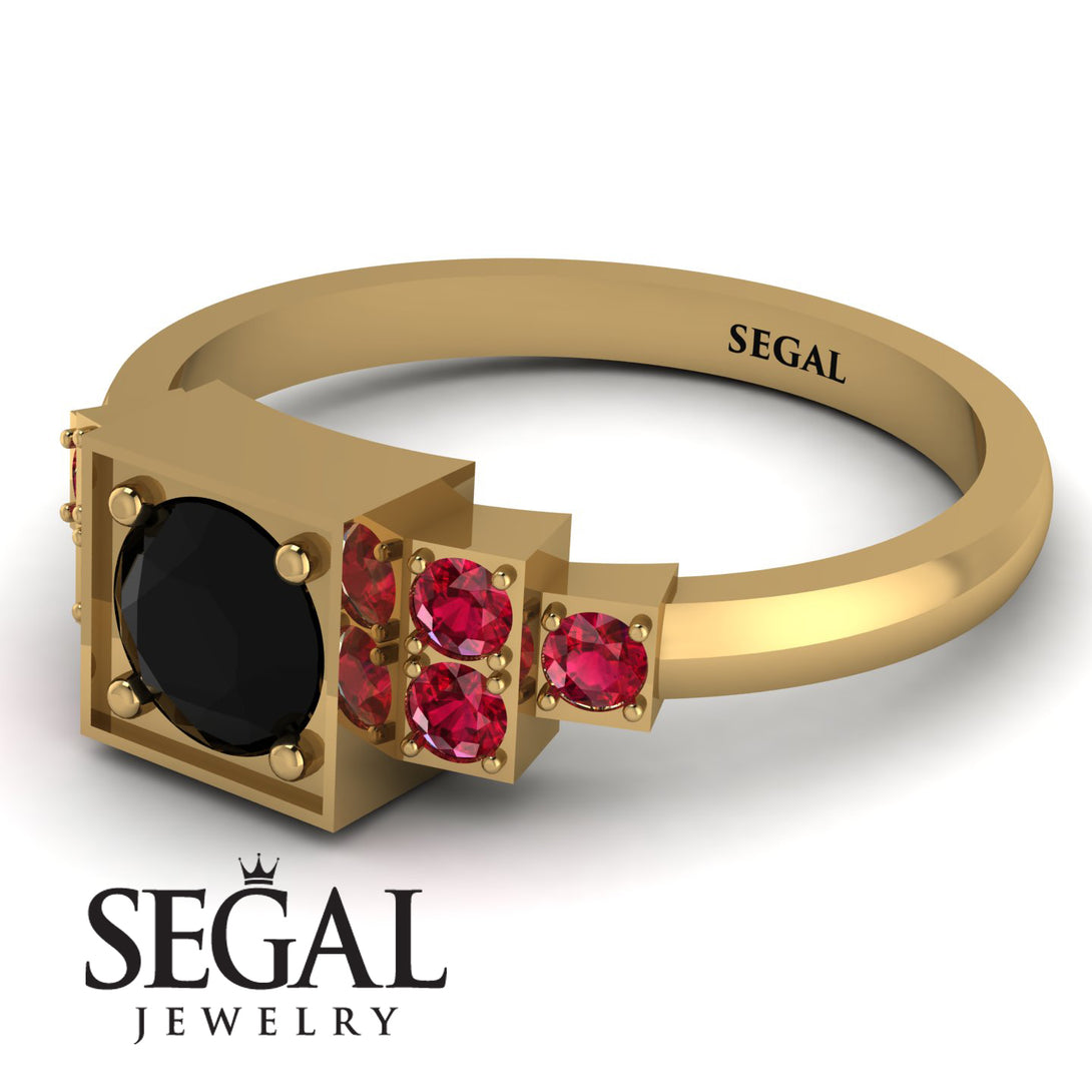Square Black Diamond Engagement Ring - Samara No. 52
