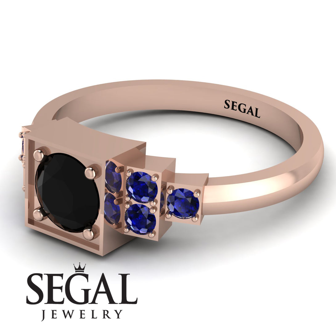 Square Black Diamond Engagement Ring - Samara No. 68