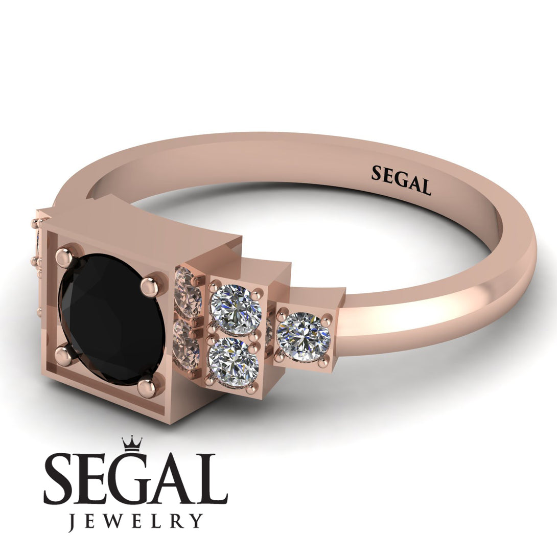 Square Black Diamond Engagement Ring - Samara No. 8