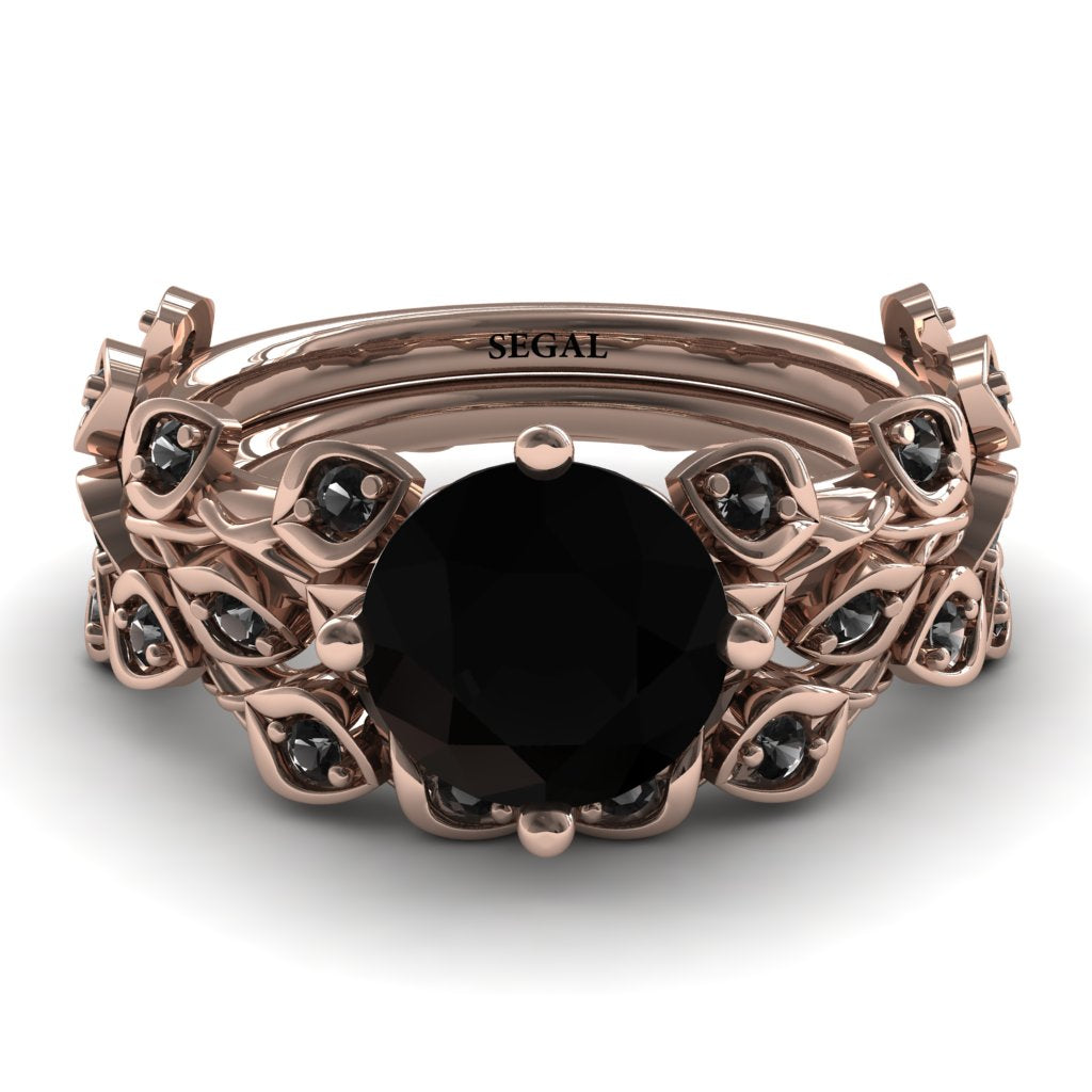 Leaves All Around Black Diamond Wedding Bridal Set - Sydney 2ct No. 38