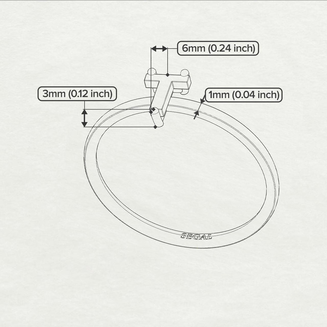 T Letter - Initial Rose Gold Diamond Ring